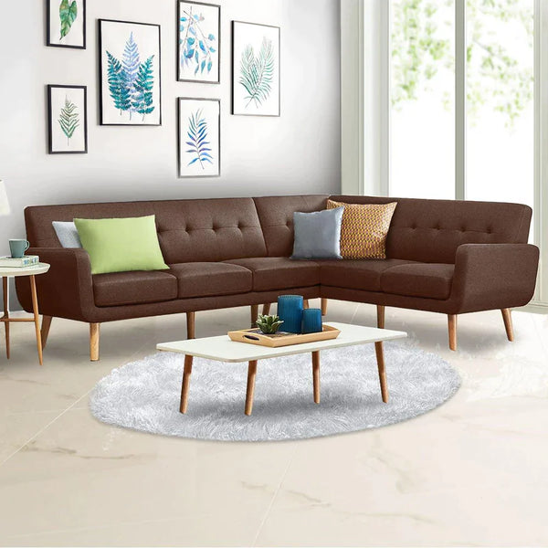 Add Comfort and Style to Your Living Room with the Faux Linen Corner Wooden Sofa Lounge - John Cootes