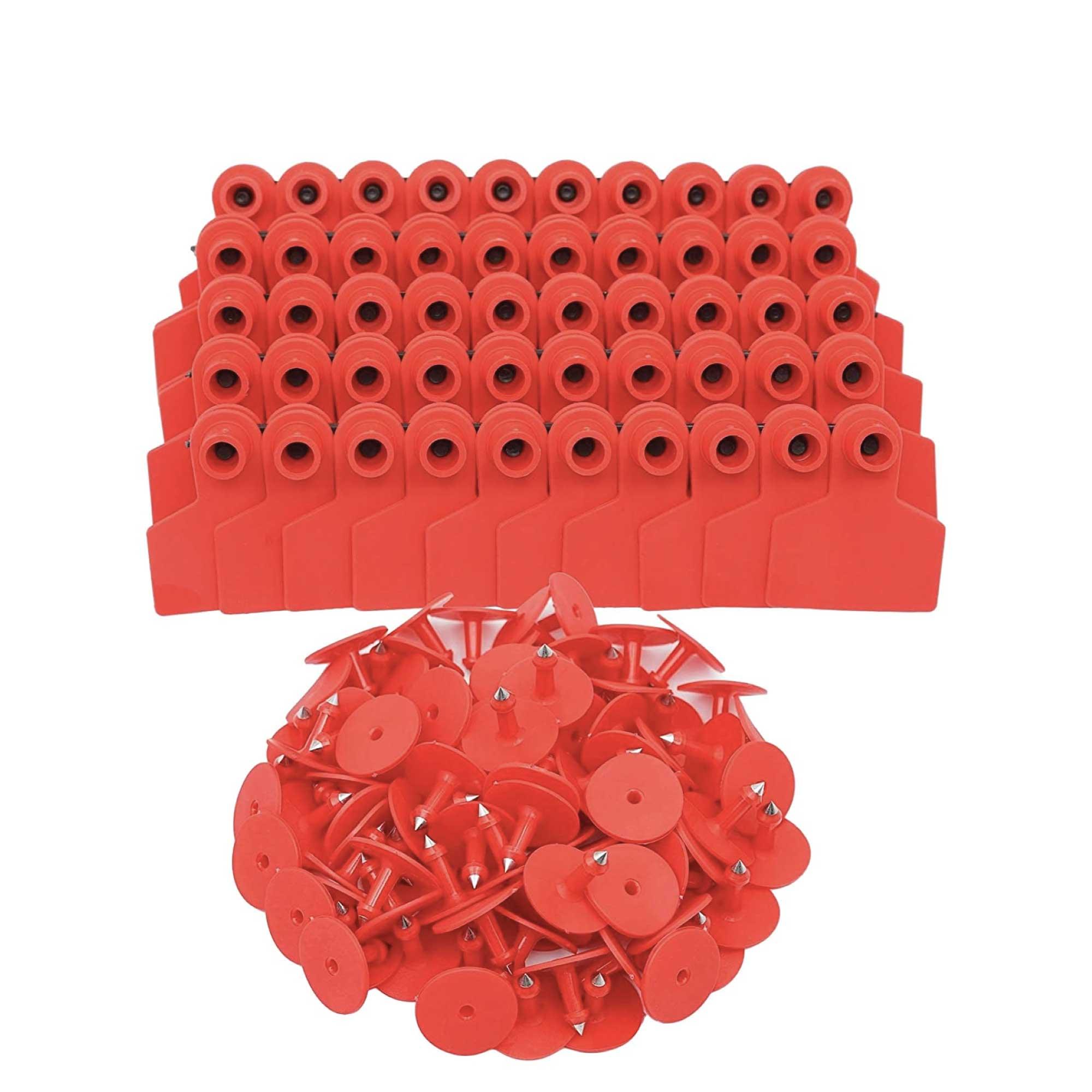 1-100 Cattle Number Ear Tags 5x4cm Set - Small Red Pig Goat Livestock Label - John Cootes