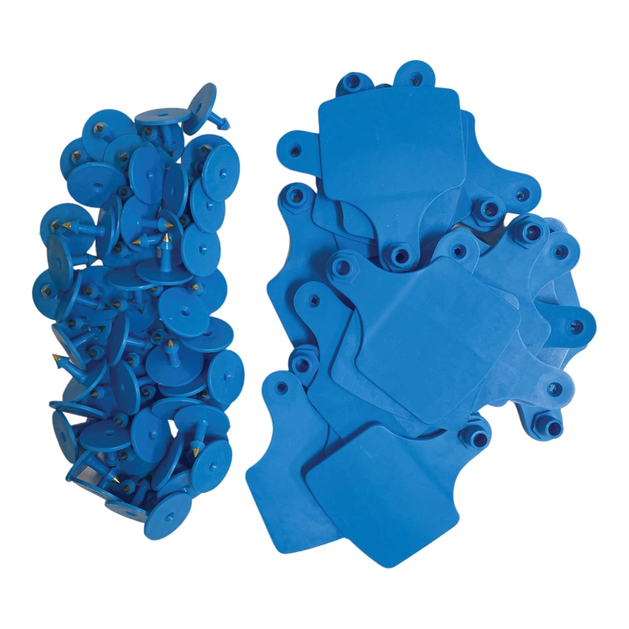 100x Cattle Ear Tags Set - 7.5x10cm XL Blue Blank Pig Cow Sheep Livestock Label - John Cootes