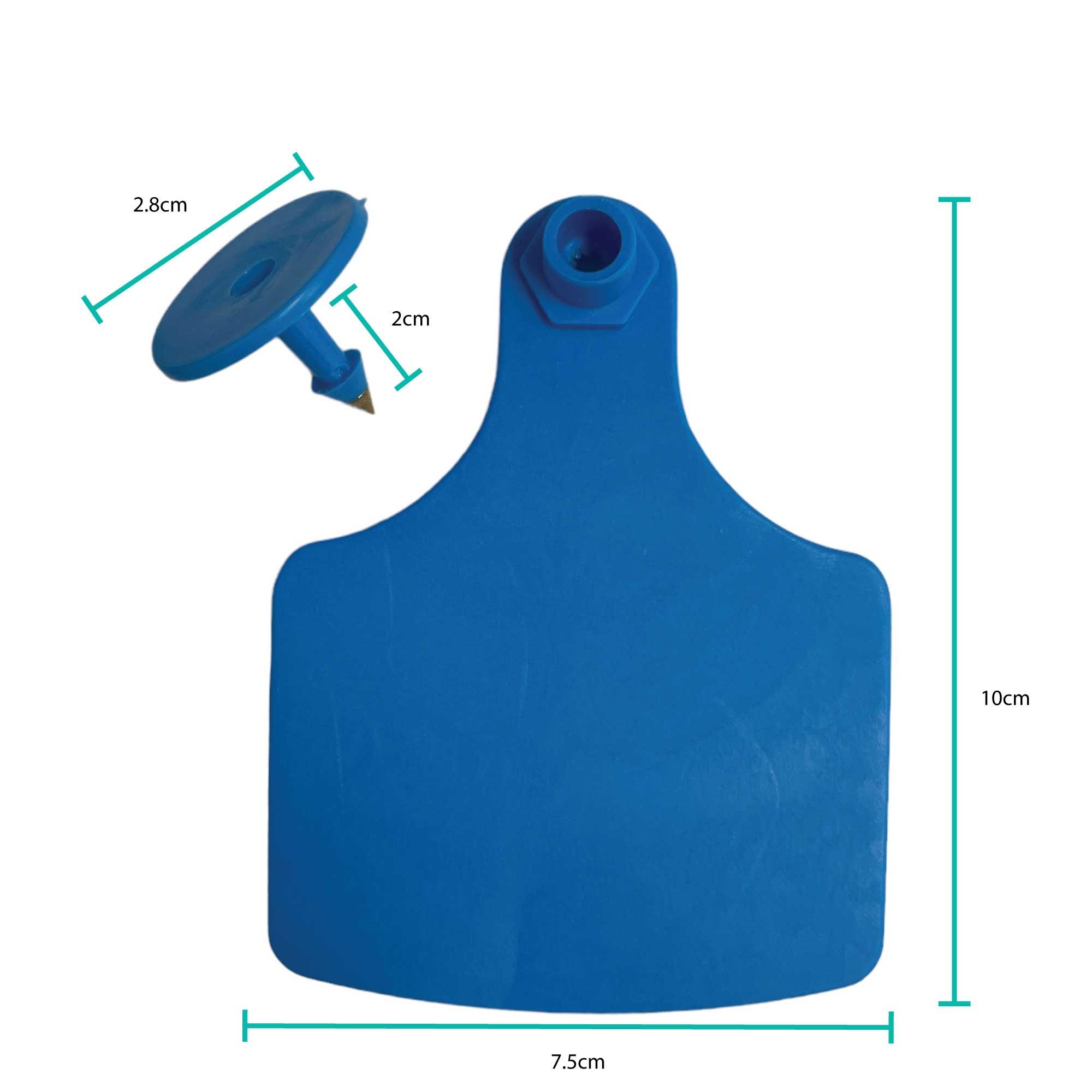 100x Cattle Ear Tags Set - 7.5x10cm XL Blue Blank Pig Cow Sheep Livestock Label - John Cootes