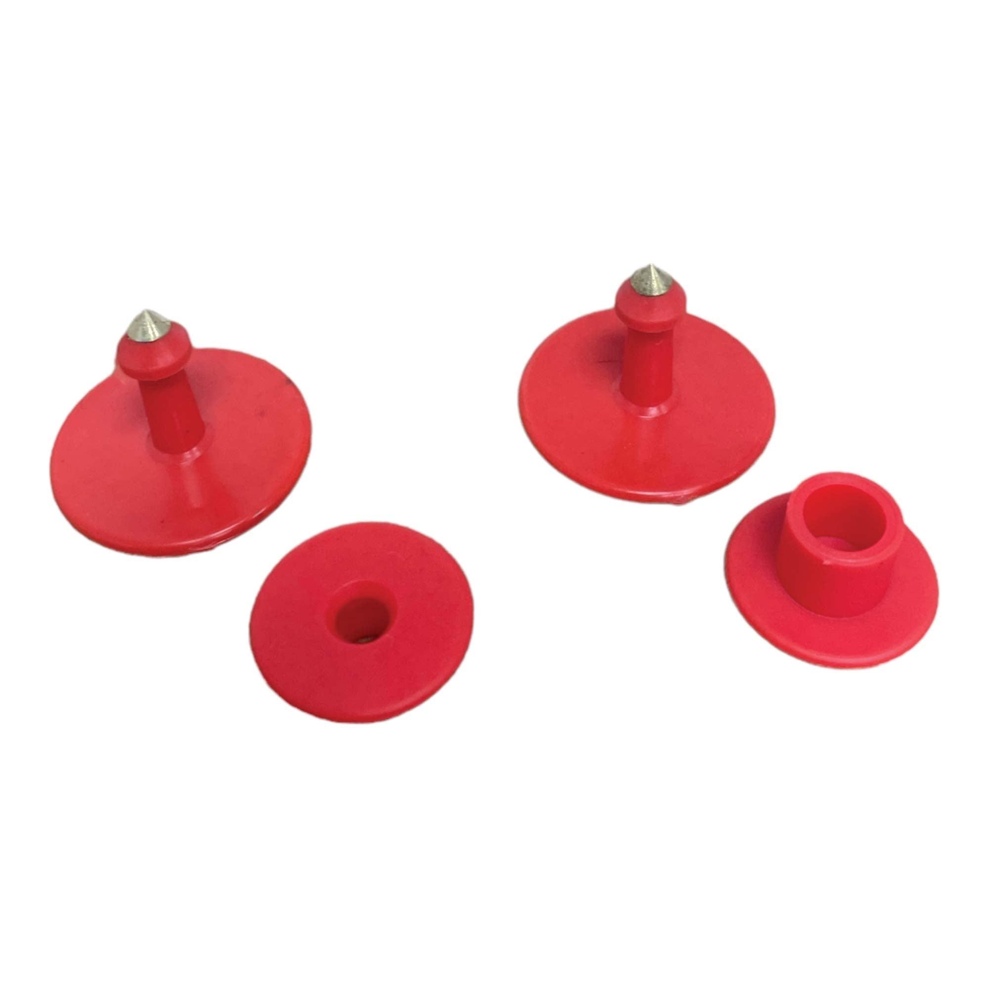 100x Cattle Ear Tags Set - Round Red Blank Pig Sheep Goat Cow Livestock Label - John Cootes