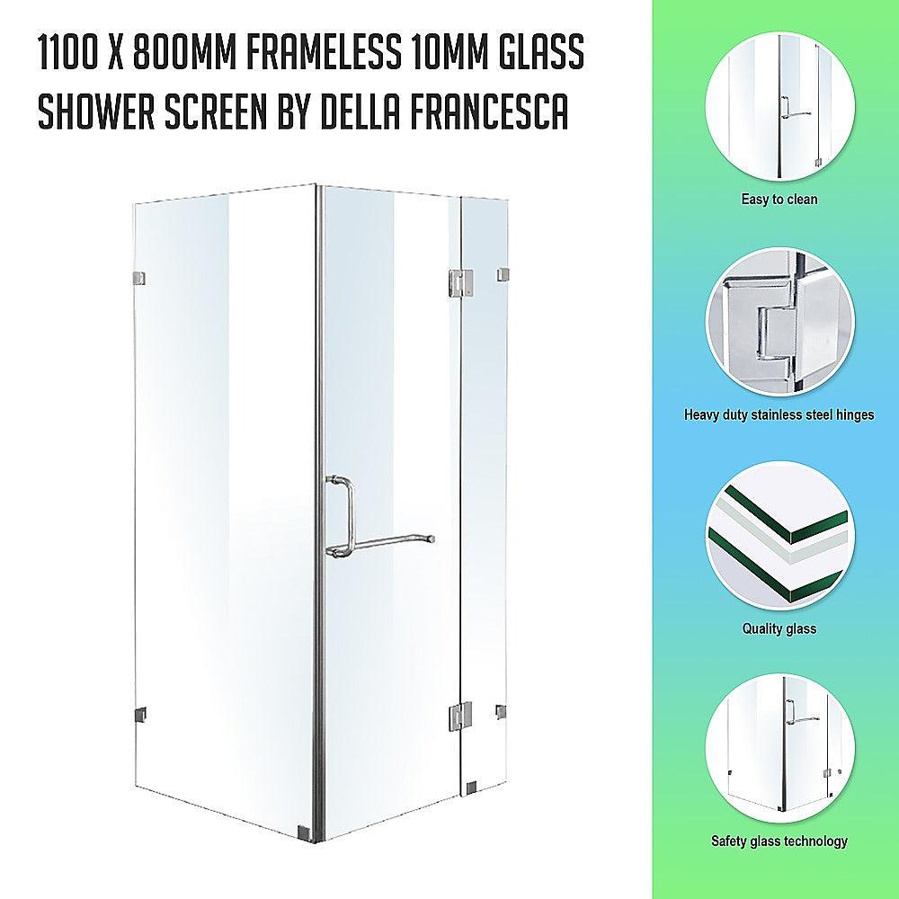 1100 x 800mm Frameless 10mm Glass Shower Screen By Della Francesca - John Cootes