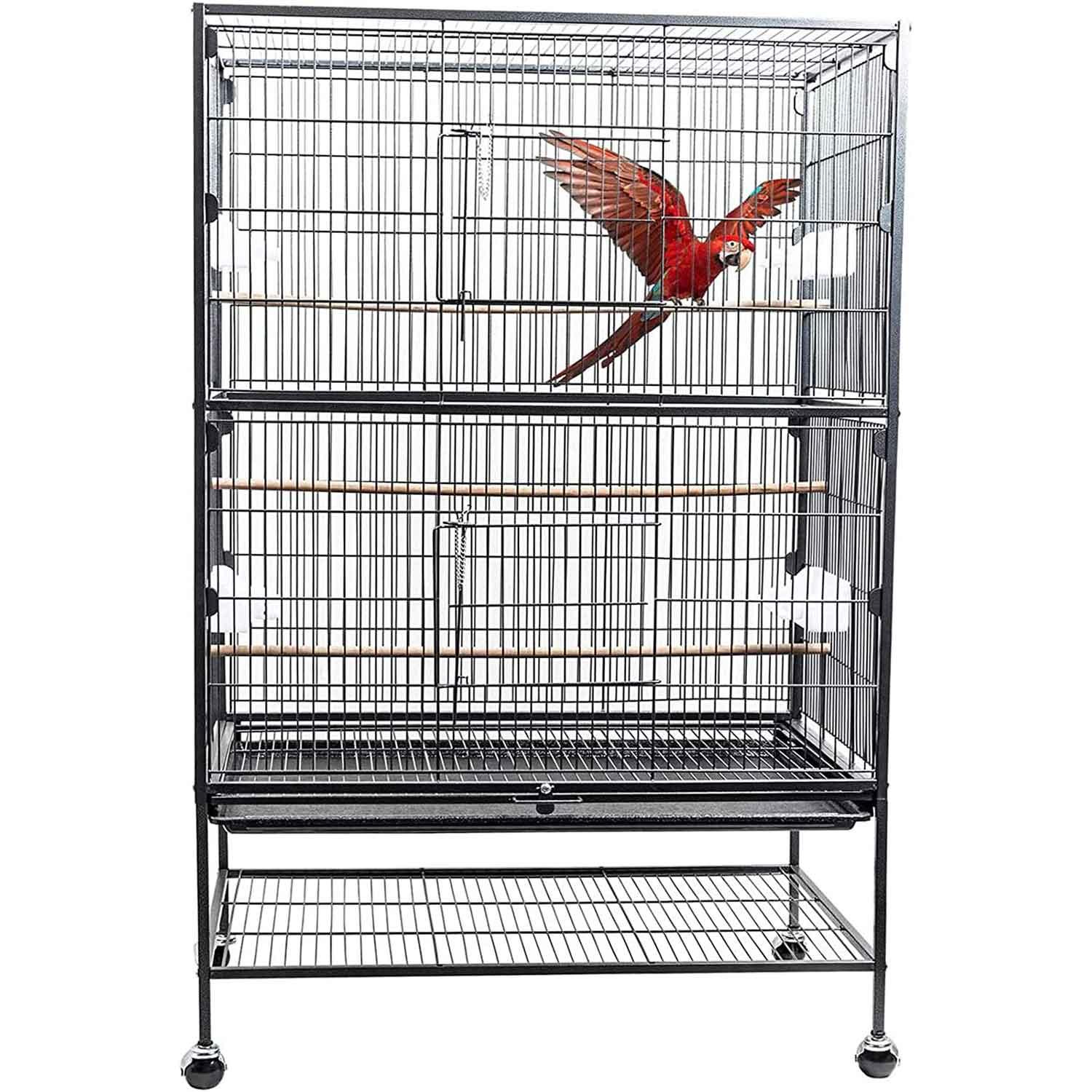 132cm Large Rolling Mobile Bird Cage Birdcage Finch Aviary Parrot Animals Playtop Stand Canary Finch - John Cootes