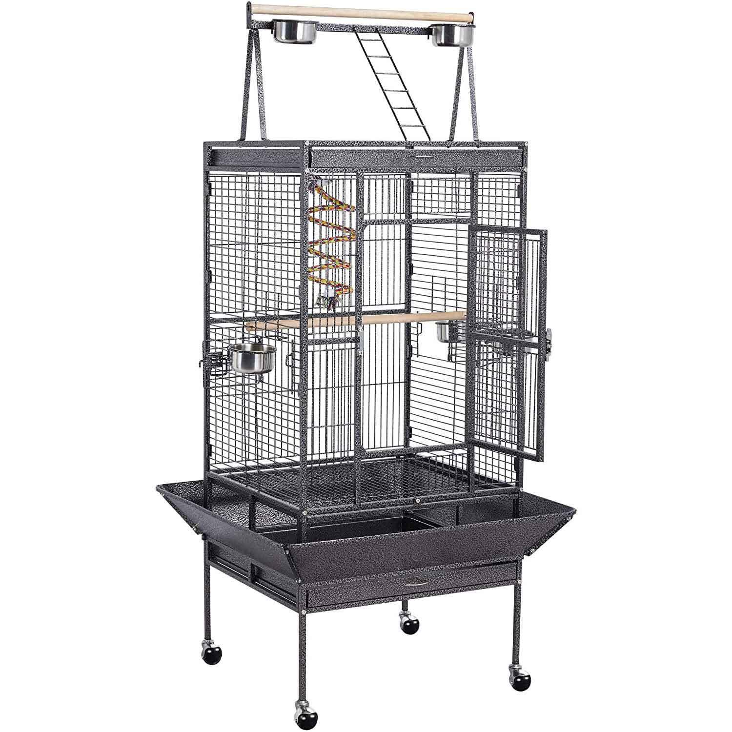 174cm Large Rolling Mobile Bird Cage Birdcage Finch Aviary Parrot Animals Playtop Stand Canary Finch - John Cootes