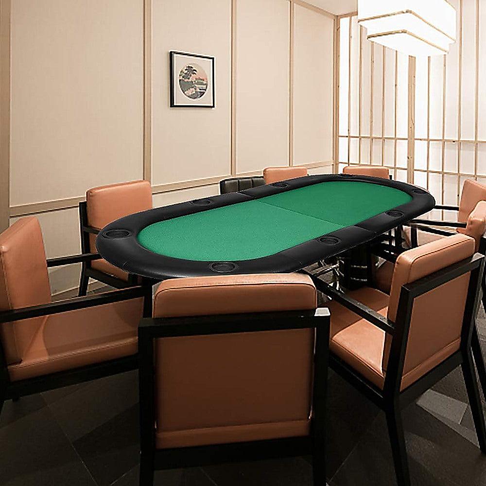 185cm 8 Player Folding Poker Blackjack Table with Cup Holder - John Cootes