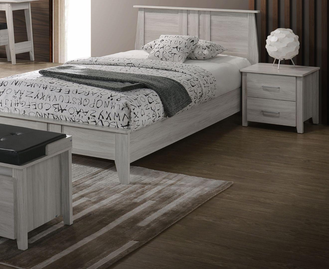2 Drawers Bedside Table In White Oak - John Cootes