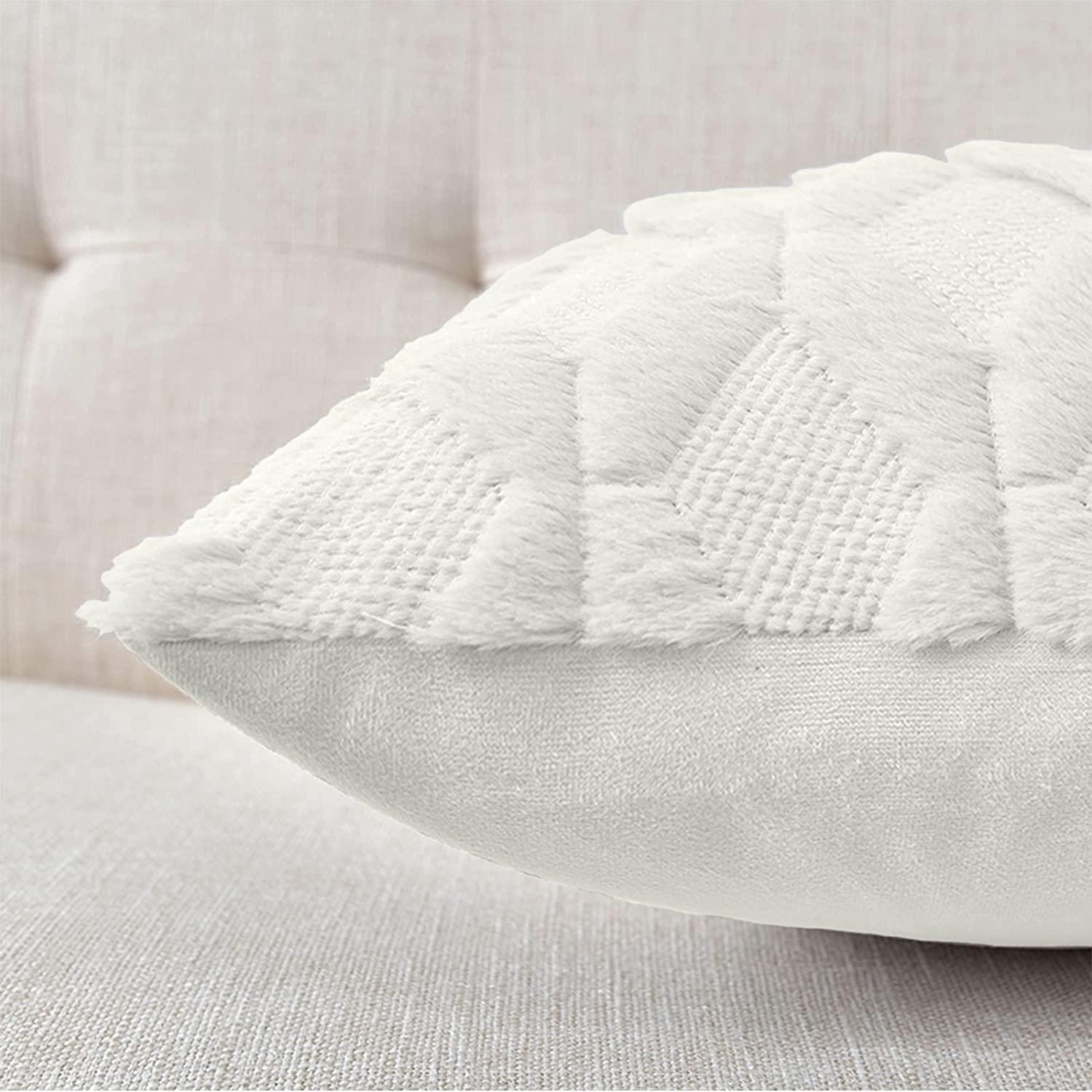 2 Pack Decorative Boho Throw Pillow Covers 45 x 45 cm (White) - John Cootes