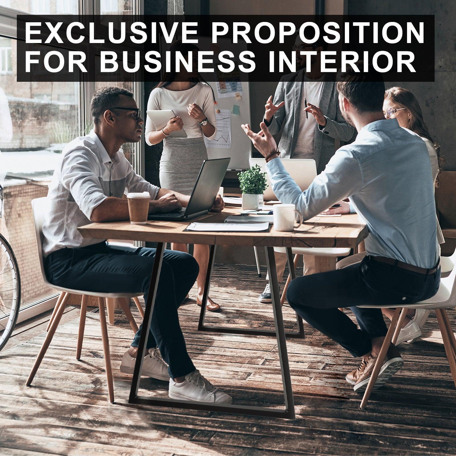 2 X Table Legs Bench Trapezium Metal 45 x 65 x 71cm - BLACK - John Cootes