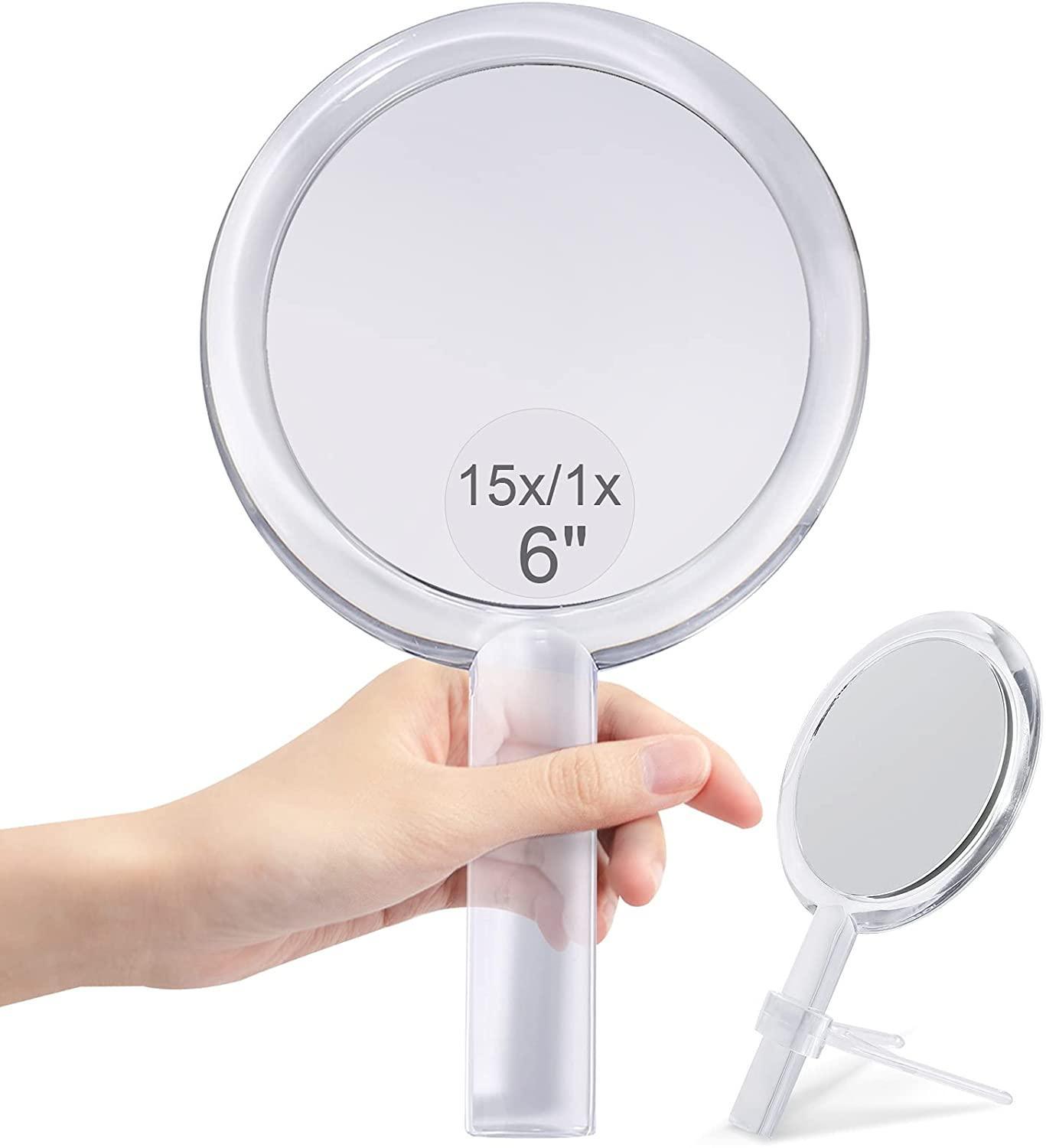 20X Magnifying Hand Mirror Two Sided Use for Makeup Application, Tweezing, and Blackhead/Blemish Removal (15 cm Silver) - John Cootes