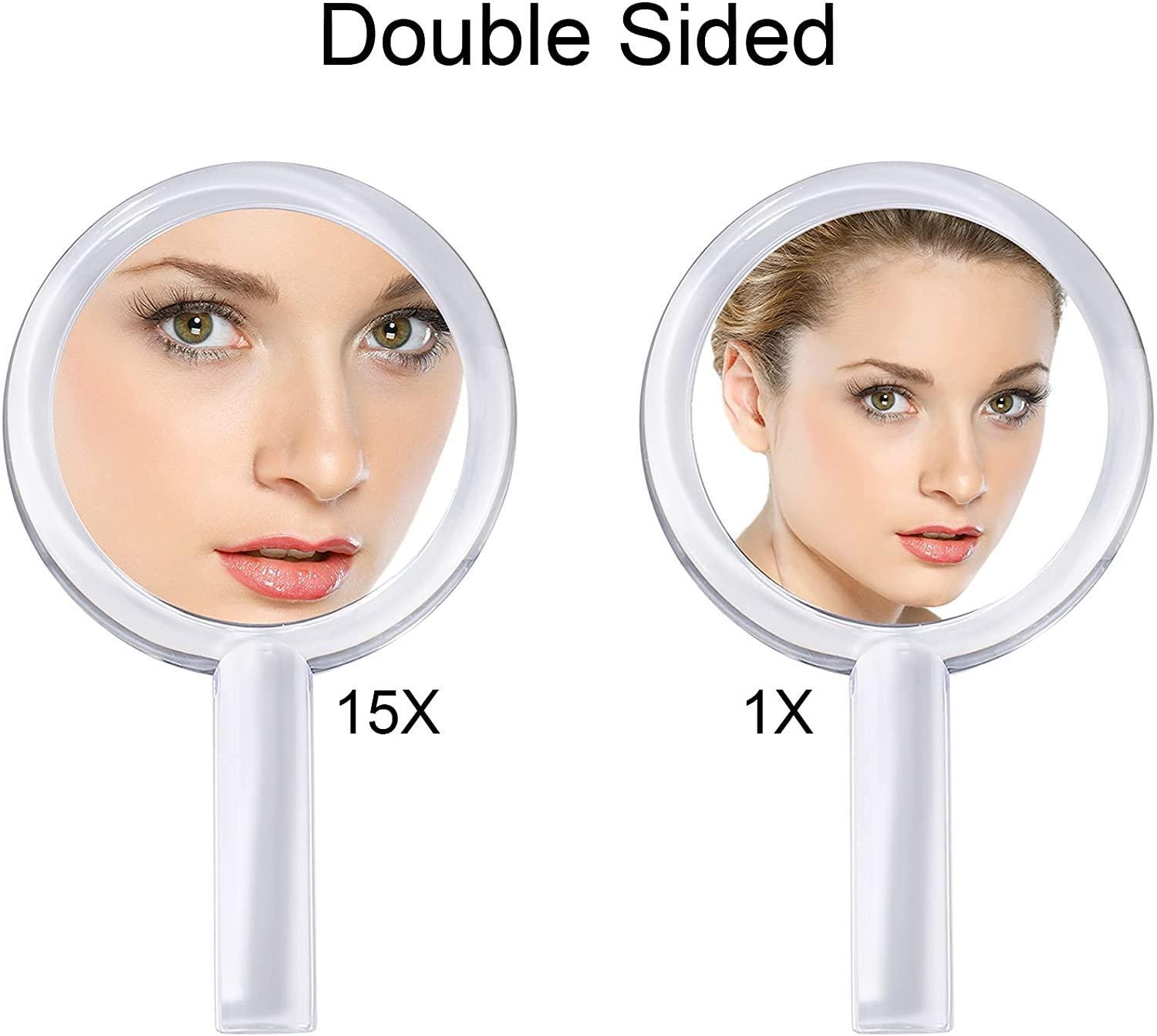 20X Magnifying Hand Mirror Two Sided Use for Makeup Application, Tweezing, and Blackhead/Blemish Removal (15 cm Silver) - John Cootes