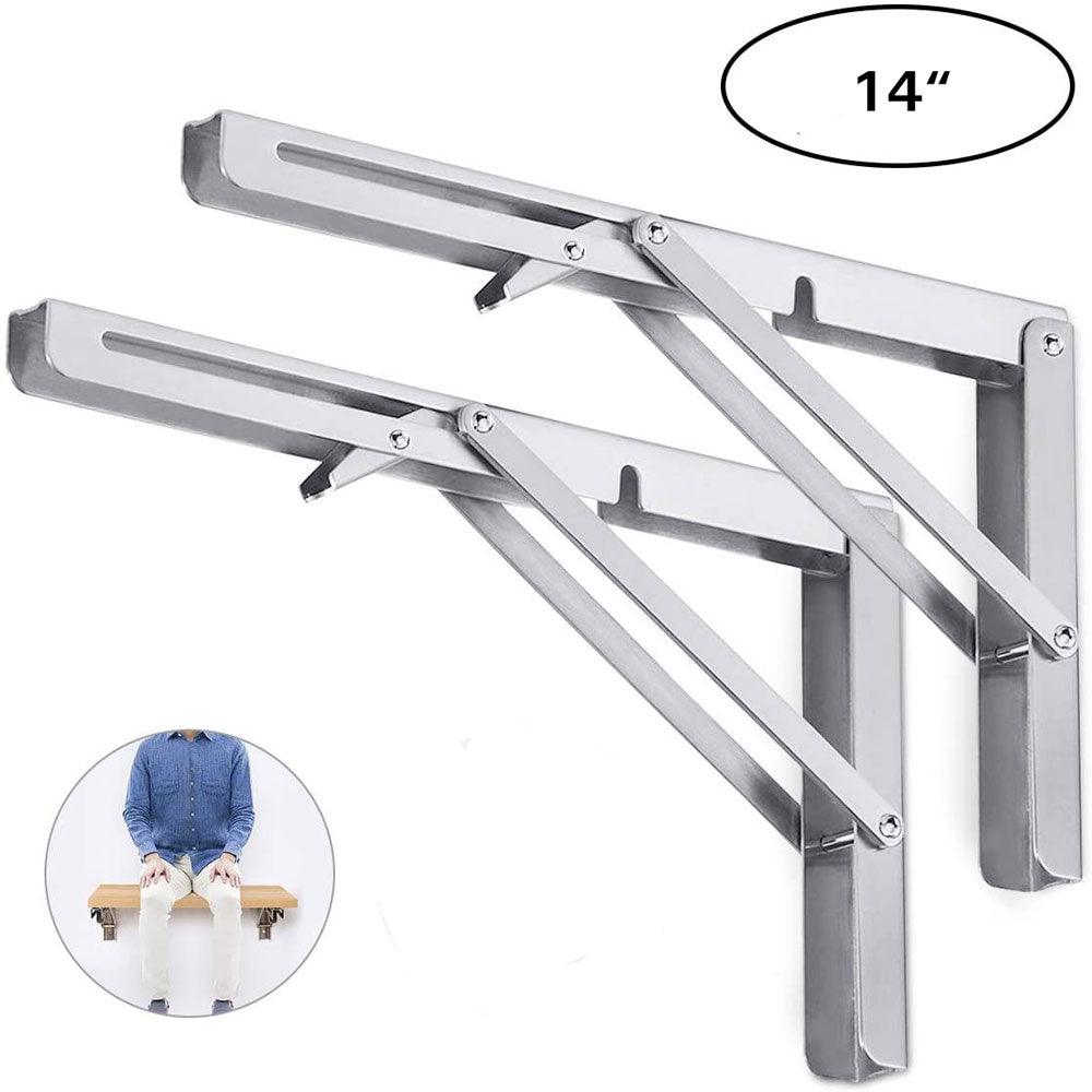 2PCS 14inch Steel Wall Mounted Folding Triangle Angle Shelf Support Bracket Rack - John Cootes
