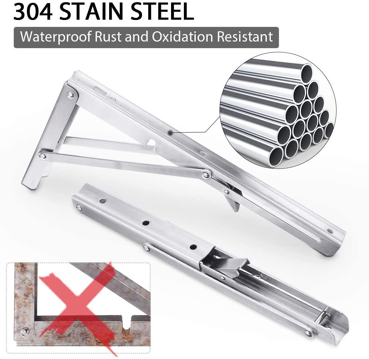 2PCS 14inch Steel Wall Mounted Folding Triangle Angle Shelf Support Bracket Rack - John Cootes