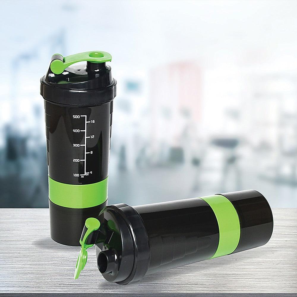 2x Protein Gym Shaker Premium 3 in 1 Smart Style Blender Mixer Cup Bottle Spider - John Cootes