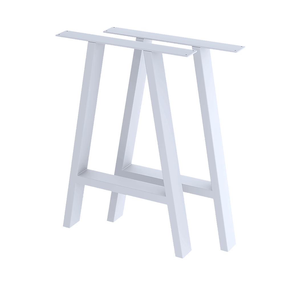 2x Rustic Dining Table Legs Steel Industrial Vintage 71cm - White - John Cootes