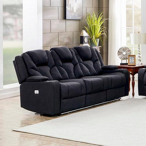 3+2 Seater Electric Recliner Stylish Rhino Fabric Black Lounge Armchair with LED Features - John Cootes
