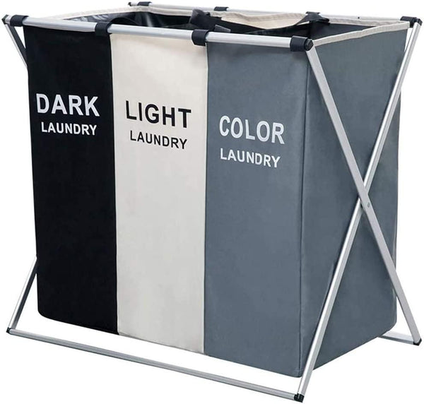 3 in 1 Large 135L Laundry Clothes Hamper Basket with Waterproof bags and Aluminum Frame (Multi) - John Cootes