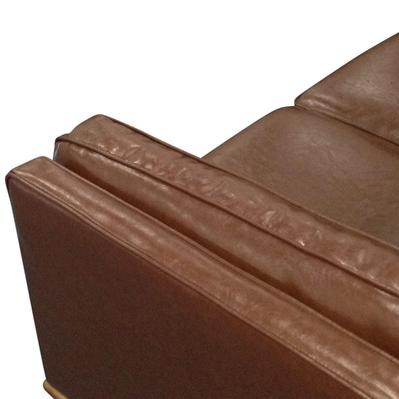 3 Seater Faux Sofa Brown Lounge Set for Living Room Couch with Wooden Frame - John Cootes