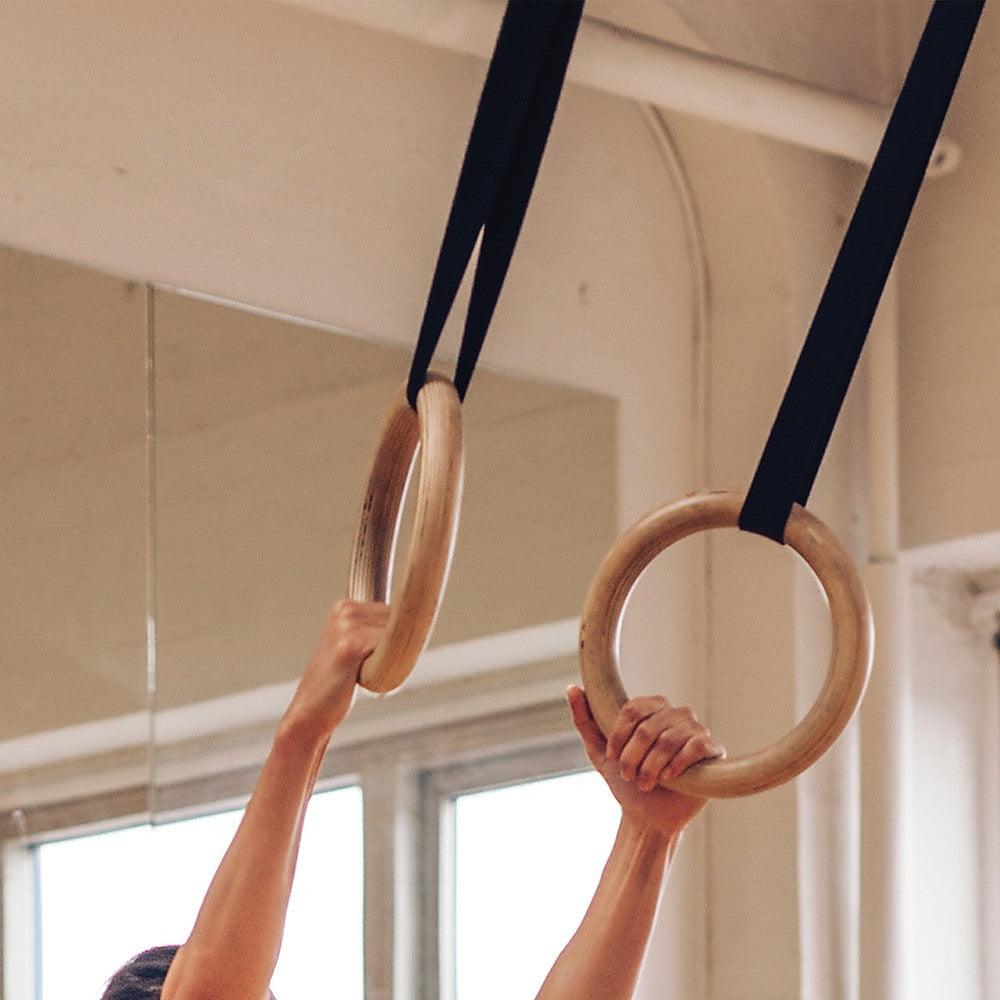 32mm Wooden Gymnastic Rings Olympic Gym Rings Strength Training - John Cootes