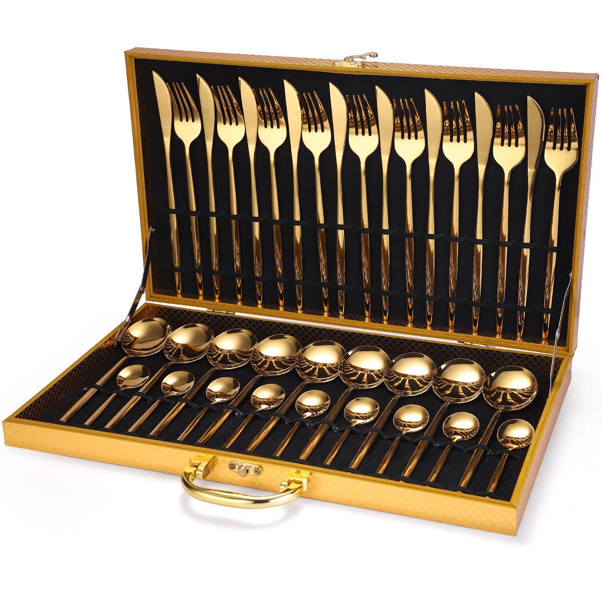 36-Piece Stainless Steel Gold Set, Knife Fork Spoon Flatware Set Cutlery Set, 9 sets - John Cootes