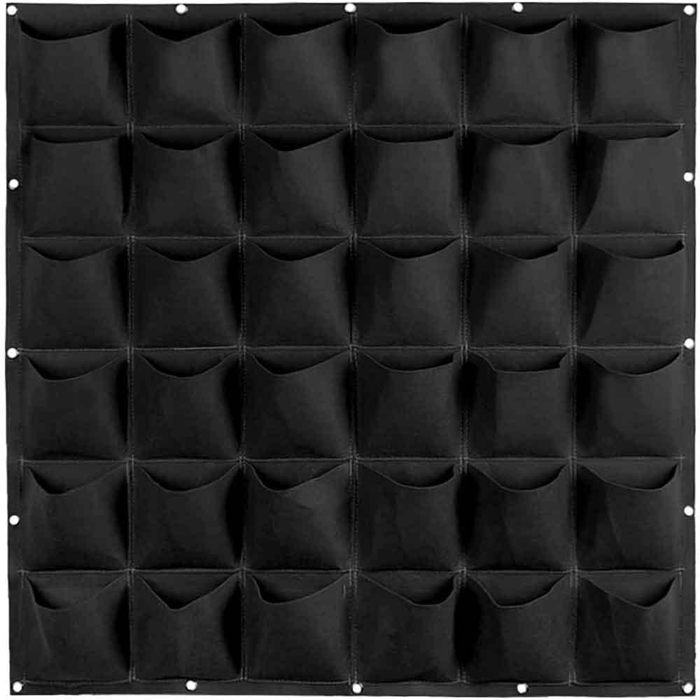 36 Pockets Wall Hanging Planter Planting Grow Bag Vertical Garden Vegetable Flower Black - John Cootes