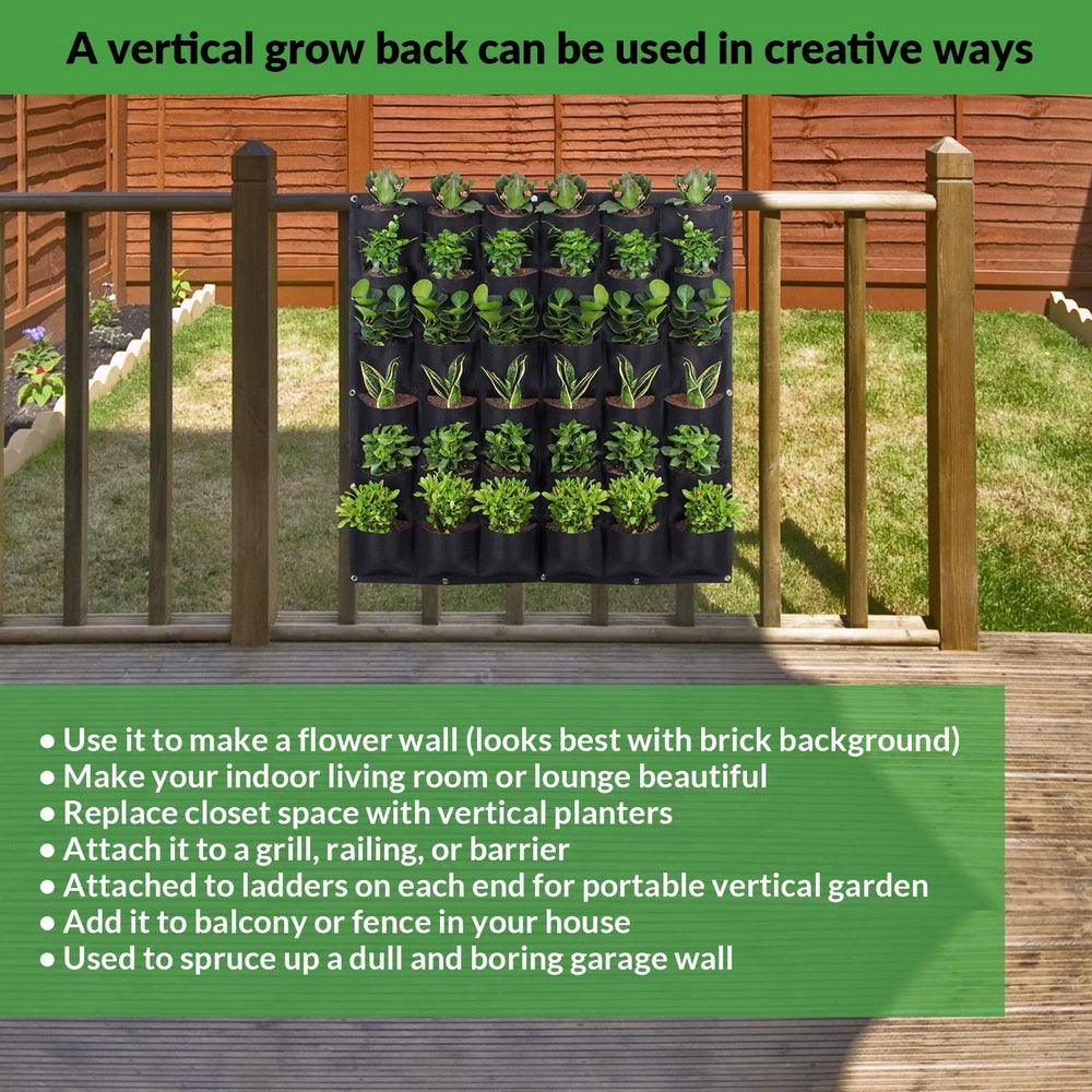 36 Pockets Wall Hanging Planter Planting Grow Bag Vertical Garden Vegetable Flower Black - John Cootes
