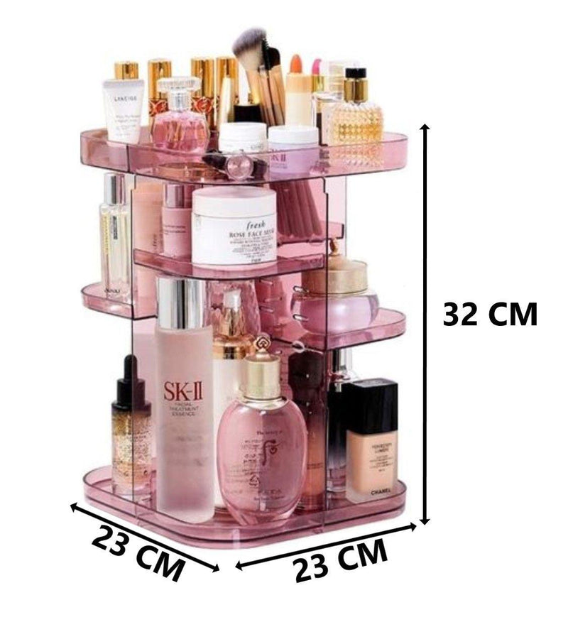 360 Rotating Large Capacity Makeup Organizer for Bedroom and Bathroom (Pink) - John Cootes