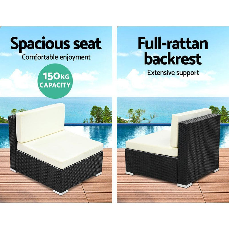 3PC Gardeon Outdoor Furniture Sofa Set Wicker Rattan Garden Lounge Chair Setting - John Cootes