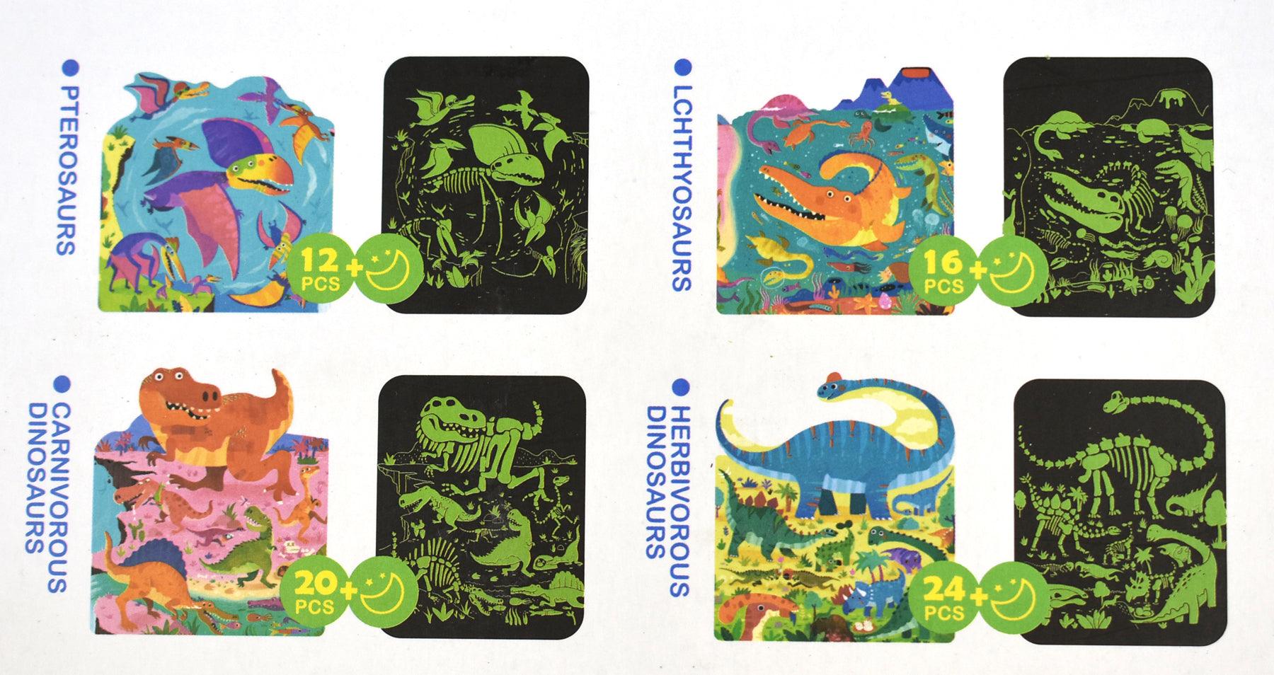 4 IN 1 DINOSAURS GLOW IN THE DARK JIGSAW PUZZLES - John Cootes