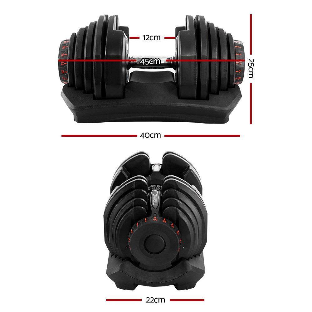 40KG Dumbbells Adjustable Dumbbell Weight Plates Home Gym Exercise - John Cootes