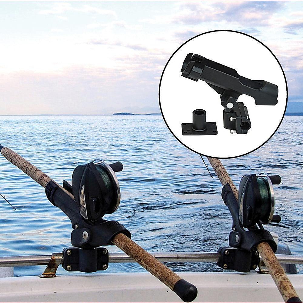 4PC Kayak Boat Fishing Pole Rod Holder Tackle Kit Adjustable Side Rail Mount - John Cootes