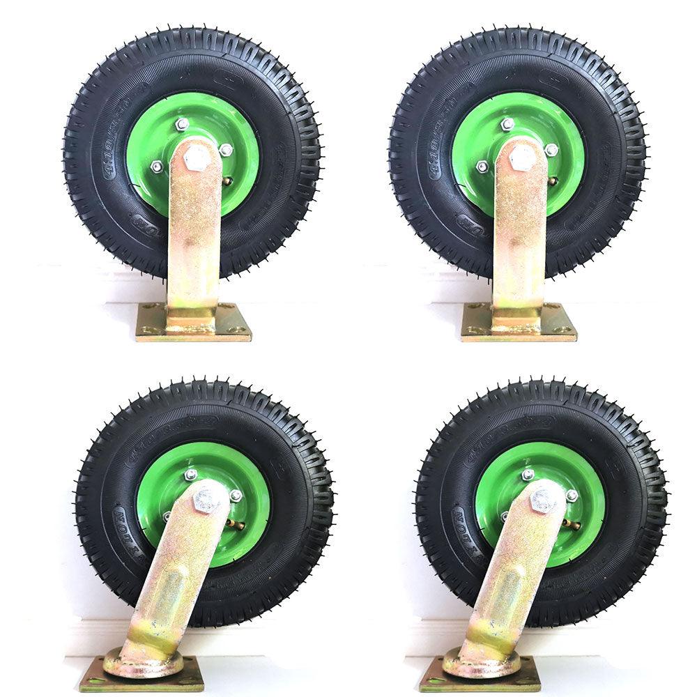 4x 10 Inch Swivel Castor Caster Pneumatic Tyres Wheels Trolley Cart Wheelbarrow - John Cootes