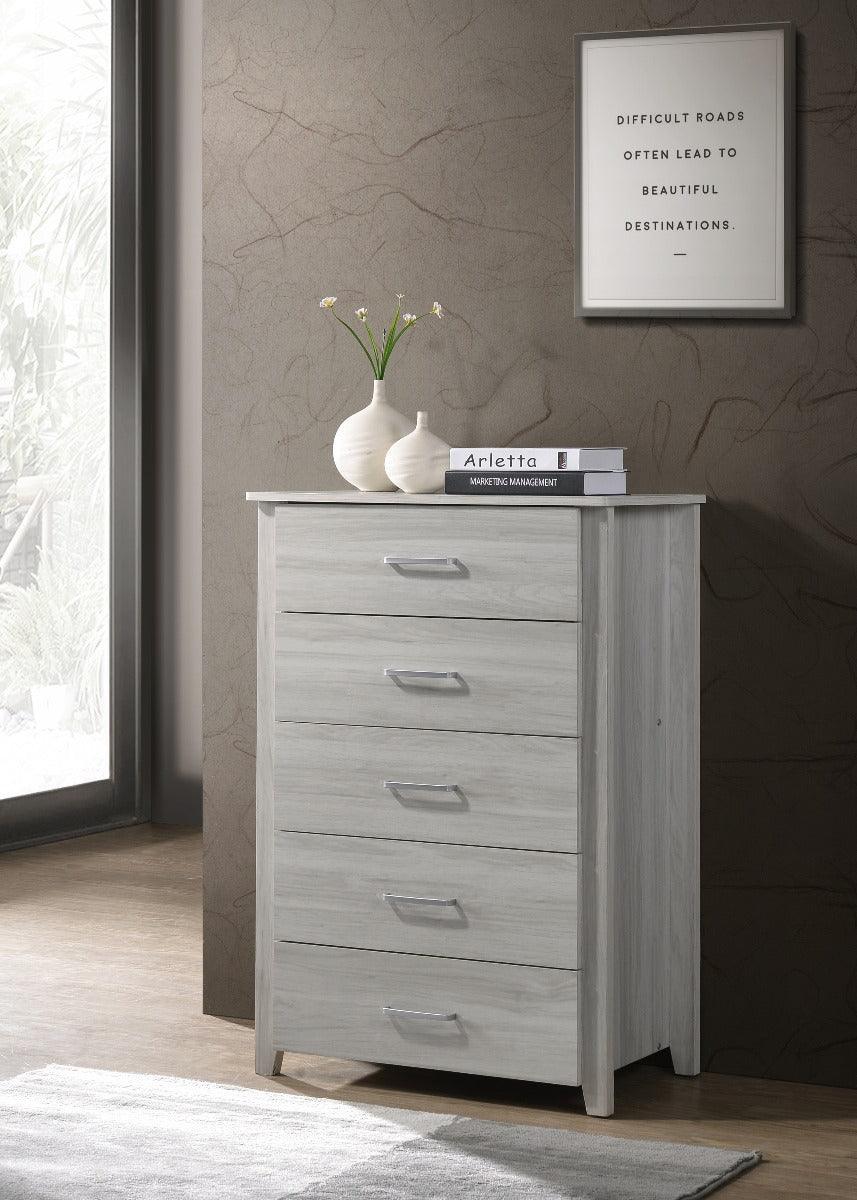 5 Chest Of Drawers Tallboy In White Oak - John Cootes