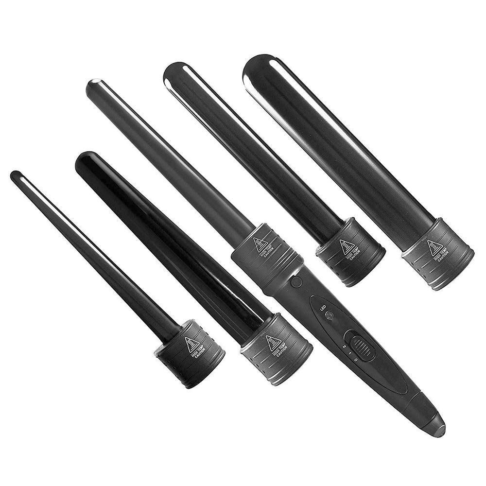 5 in 1 Hair Curler Wand Set Ceramic Styling Curling Iron Roller Barrel LED+Glove - John Cootes