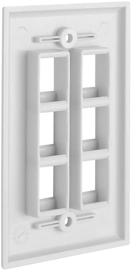 6 Port QuickPort outlet Wall Plate face plate, six Gang White - John Cootes