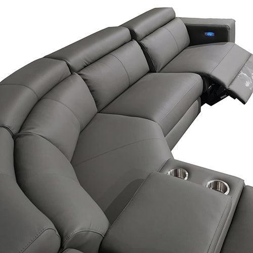 6 Seater Real Later sofa Grey Color Lounge Set for Living Room Couch with Adjustable Headrest - John Cootes