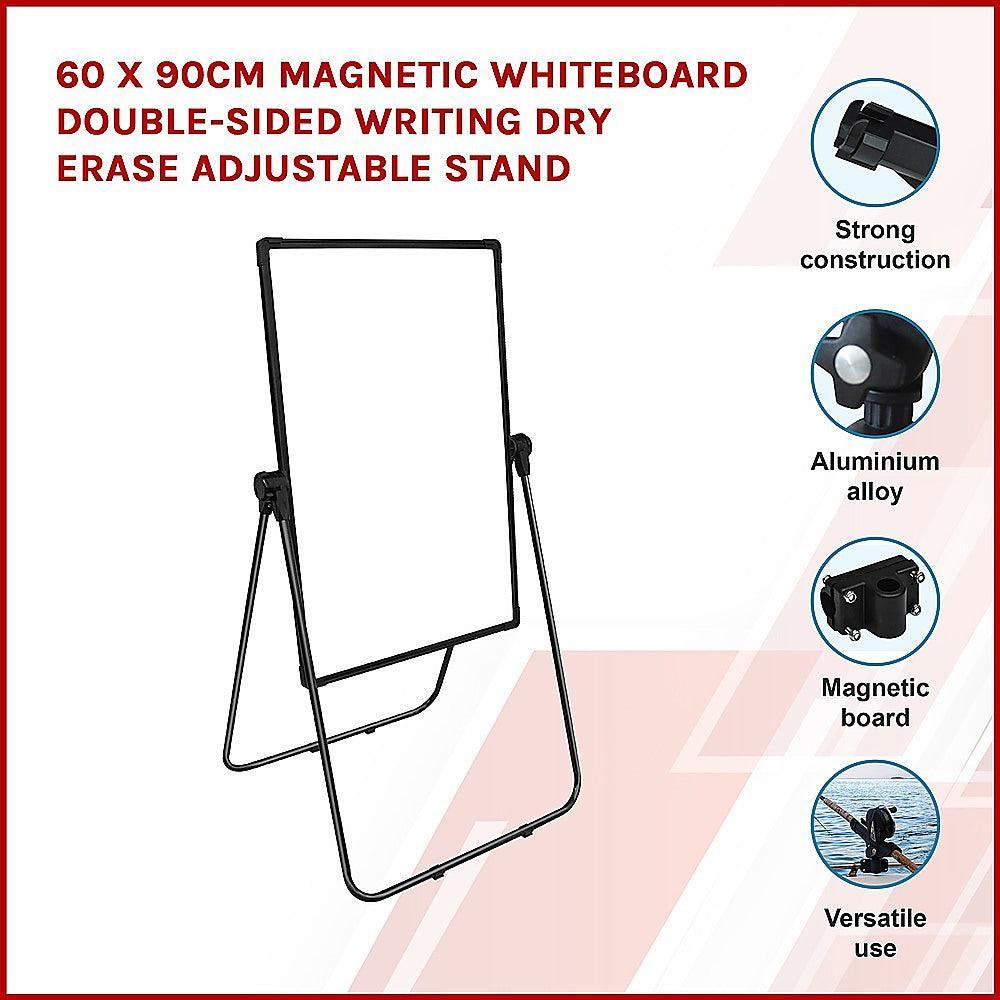 60 x 90cm Magnetic Whiteboard Double-Sided Writing Dry Erase Adjustable Stand - John Cootes