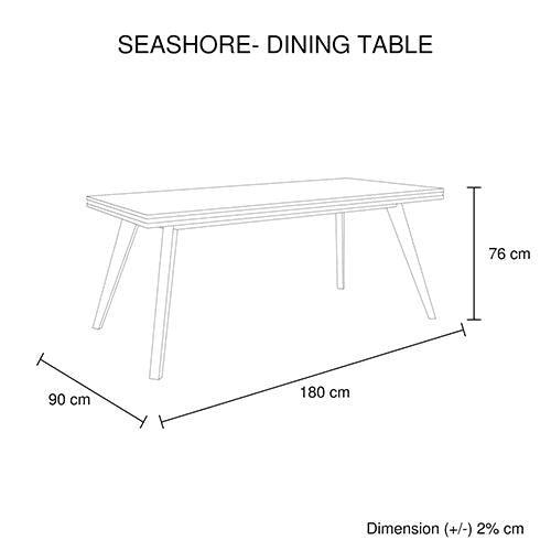 7 Pieces Dining Suite 180cm Medium Size Dining Table & 6X Chairs in Solid Acacia Wooden Frame in Silver Brush Colour - John Cootes
