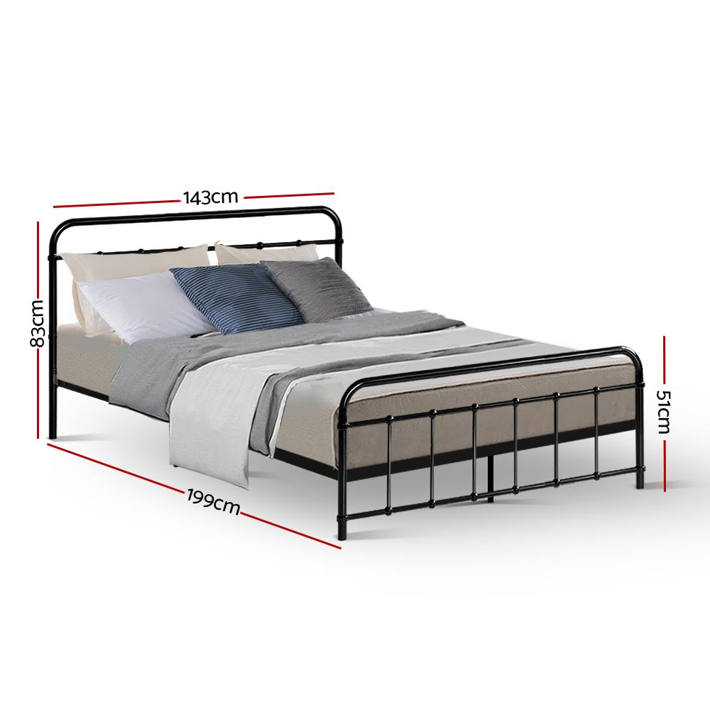 Artiss Bed Frame Metal Bed Frame LEO - Double (Black)