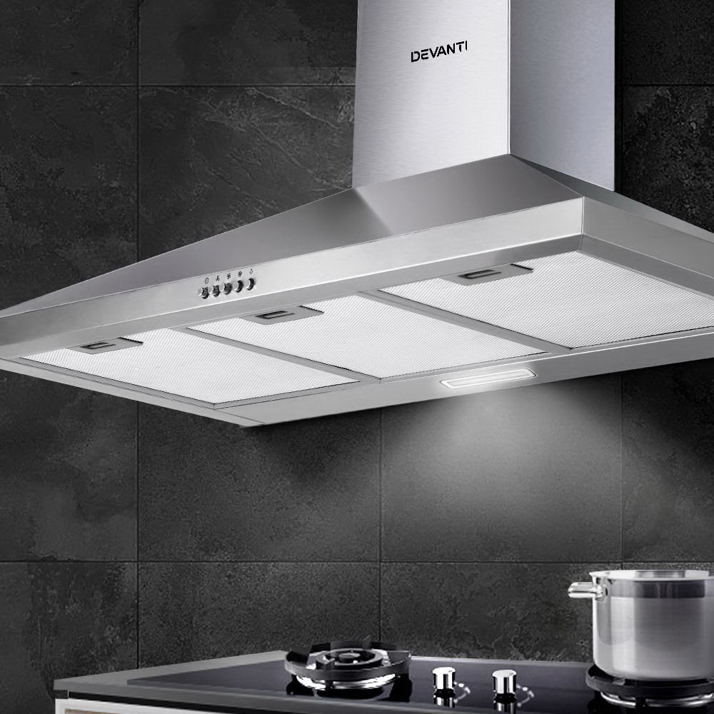 Devanti 900mm Range Hood 90cm Rangehood Stainless Steel