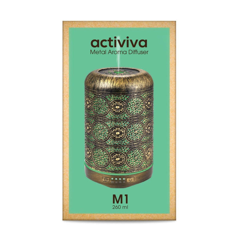 activiva 260ml Metal Essential Oil and Aroma Diffuser-Vintage Gold - John Cootes