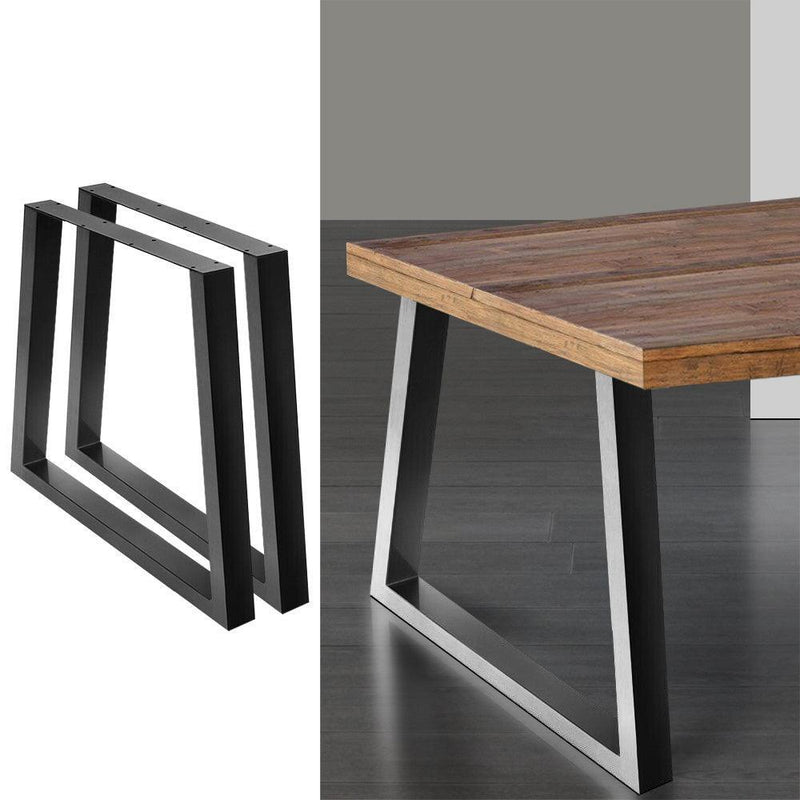 Artiss 2x Coffee Dining Table Legs 71x65/90CM Industrial Vintage Bench Metal Trapezoid - John Cootes