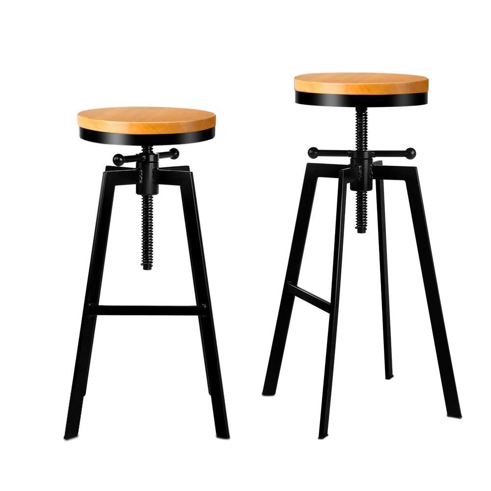 Artiss 2x Vintage Bar Stools Kitchen Stool Industrial Barstools Metal Swivel - John Cootes