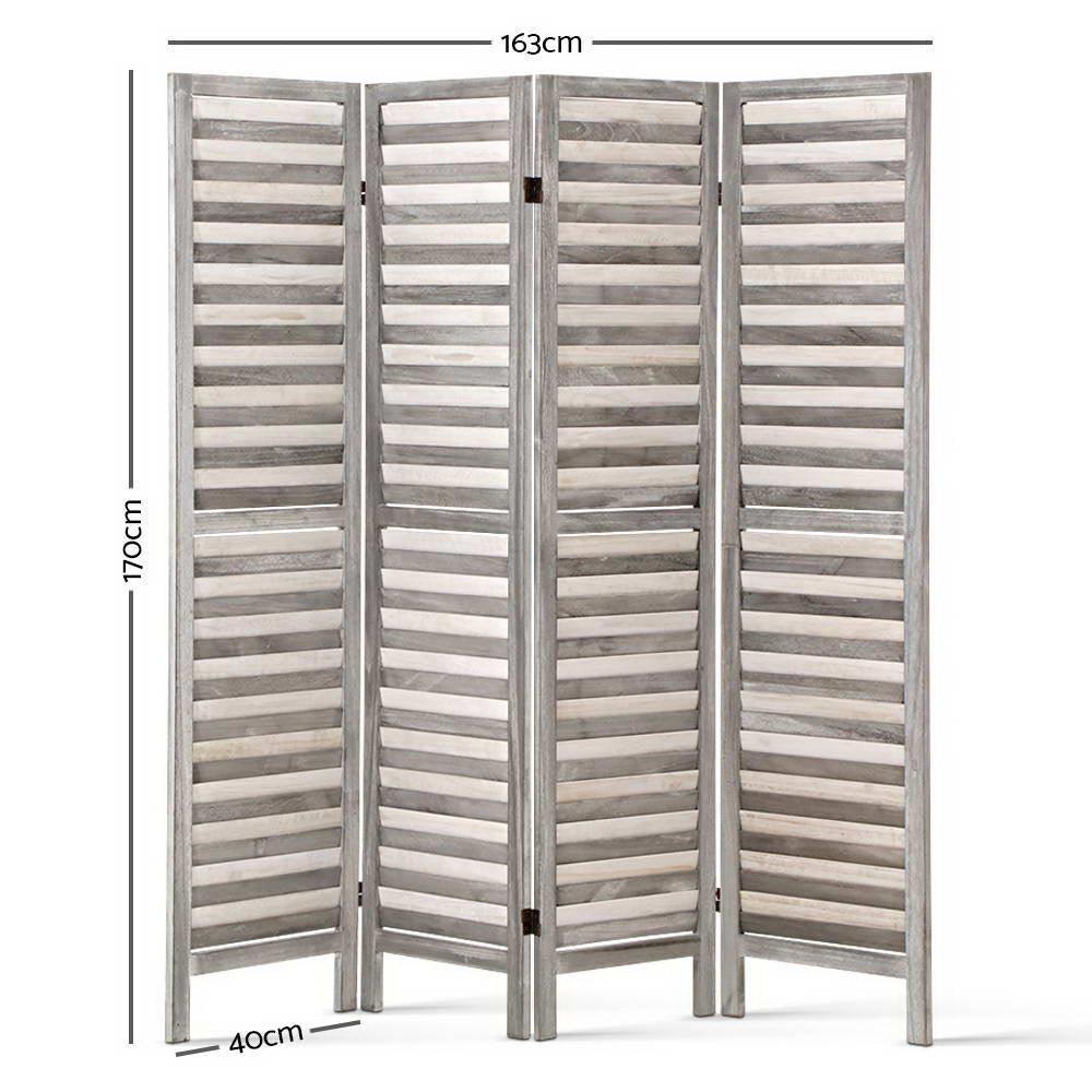 Artiss 4 Panel Foldable Wooden Room Divider - Grey - John Cootes