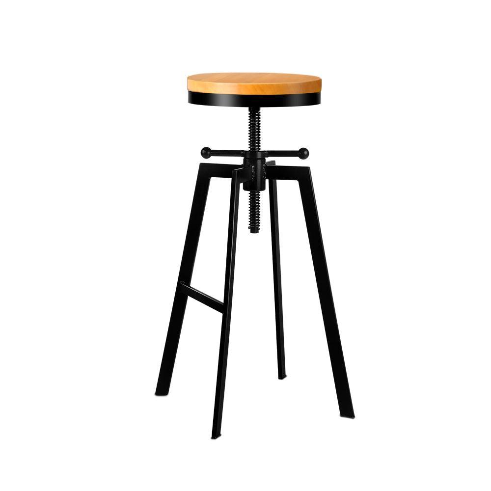 Artiss Adjustable Height Swivel Bar Stool - Black and Wood - John Cootes