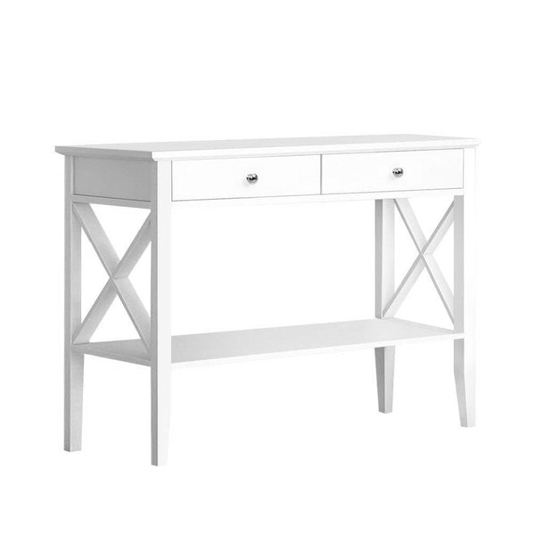 Artiss Console Table Hall Side Entry 2 Drawers Display White Desk Furniture - John Cootes