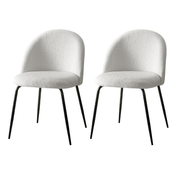 Artiss Dining Chairs Accent Chairs Armchair Kitchen Sherpa Boucle Chair White - John Cootes