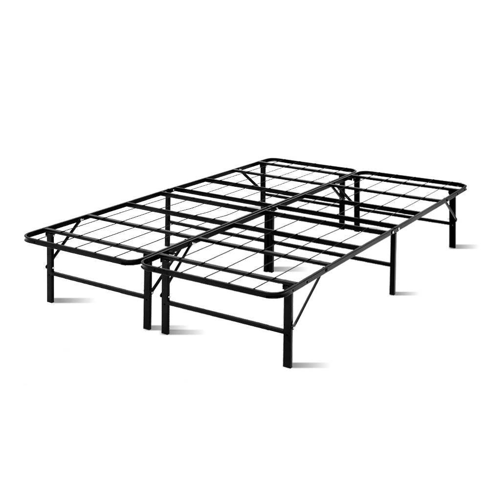 Artiss Folding Double Metal Bed Frame - Black - John Cootes