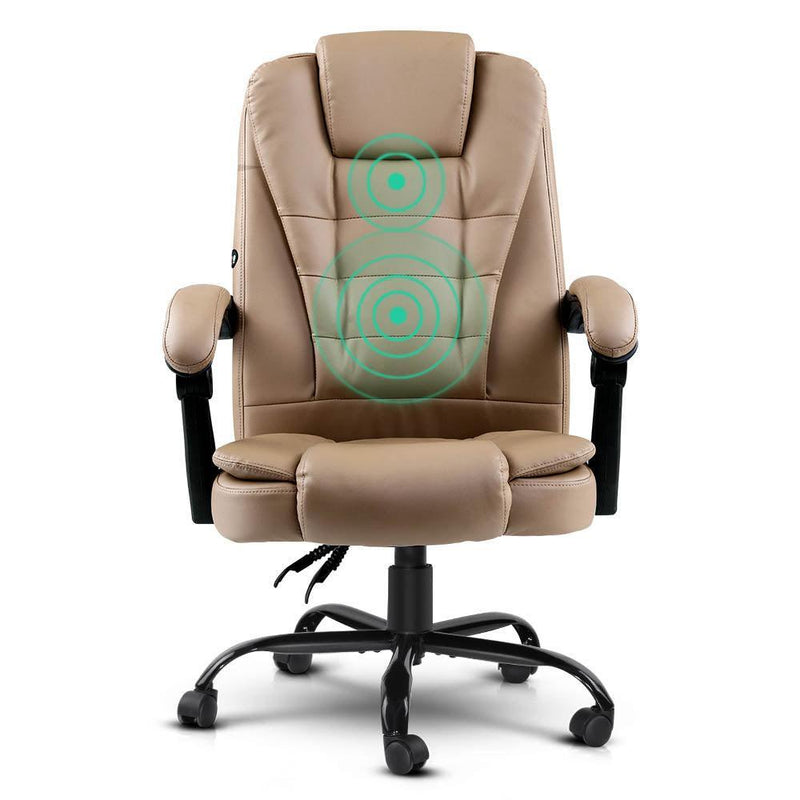 Artiss Massage Office Chair PU Leather Recliner Computer Gaming Chairs Espresso - John Cootes