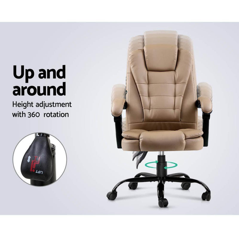 Artiss Massage Office Chair PU Leather Recliner Computer Gaming Chairs Espresso - John Cootes