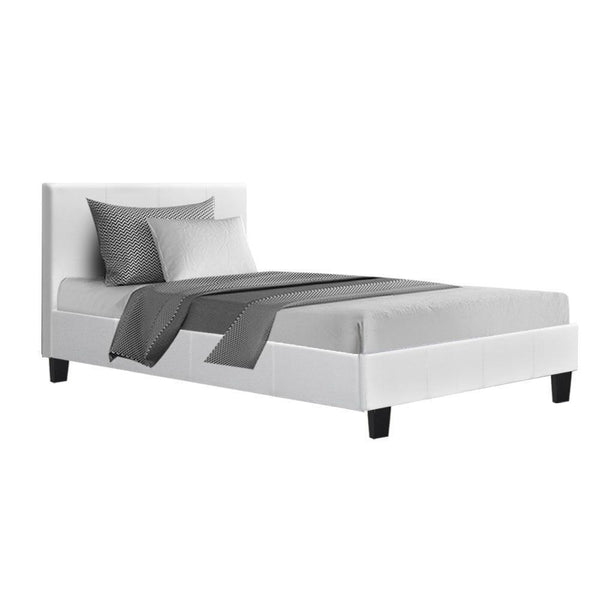 Artiss Neo PU Leather Bed Frame - White King Single - John Cootes